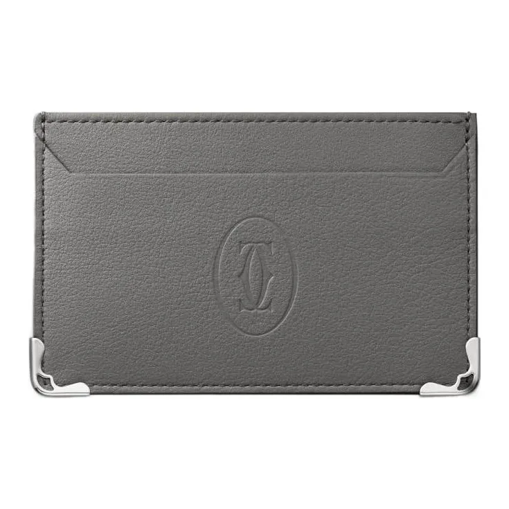 CARTIER Must De Cartier Cow Leather Card Holder Men's Smoke Gray-0