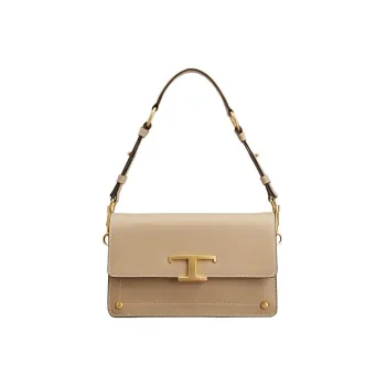 TOD'S Cow Leather Portable Crossbody Bag, Shoulder Bag Women's Beige Yellow