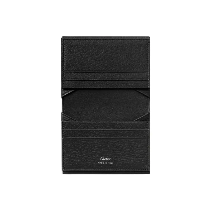 CARTIER Must De Cartier Textured Calfskin Card Holder Men's Black-2