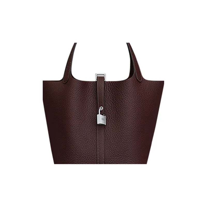 HERMES Picotin Cow Leather Basket Bag Handbag Bucket Bag Women's 0G Rouge Sellier Saddle Red-3