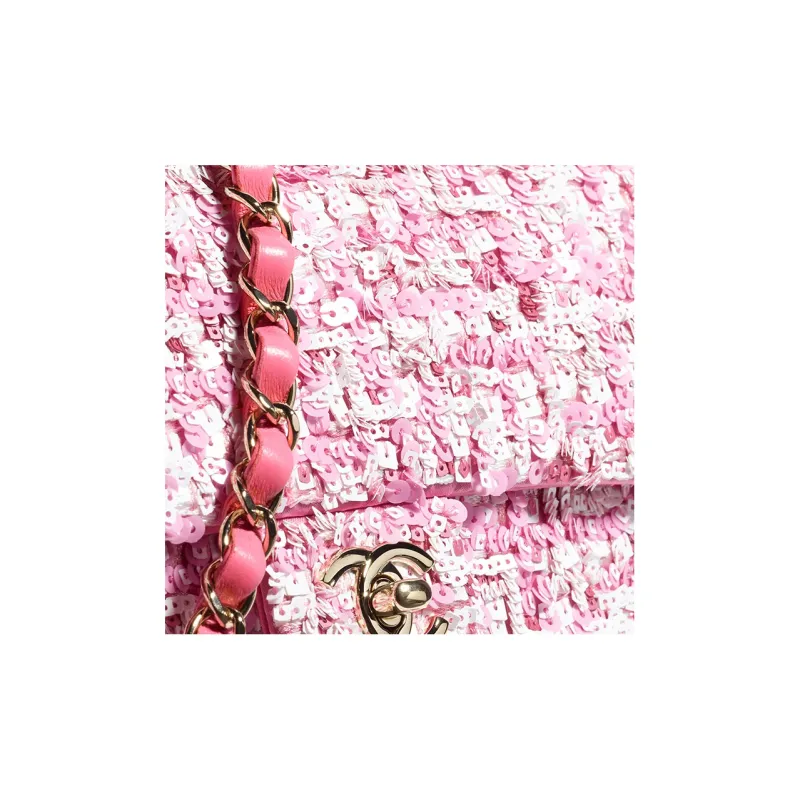 CHANEL Metal Flap Bag, Crossbody Bag, Shoulder Bag Women's Pink & White-3