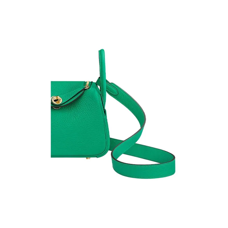 HERMES Lindy Taurillon Clemence Leather Handbag Shoulder Bag Crossbody Bag Mini Women's 6W Menthe Mint Green-3