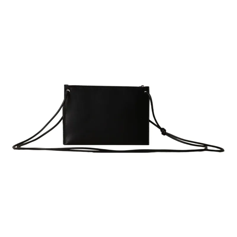 Bottega Veneta 2 Compartment Woven Leather Clutch Black-1