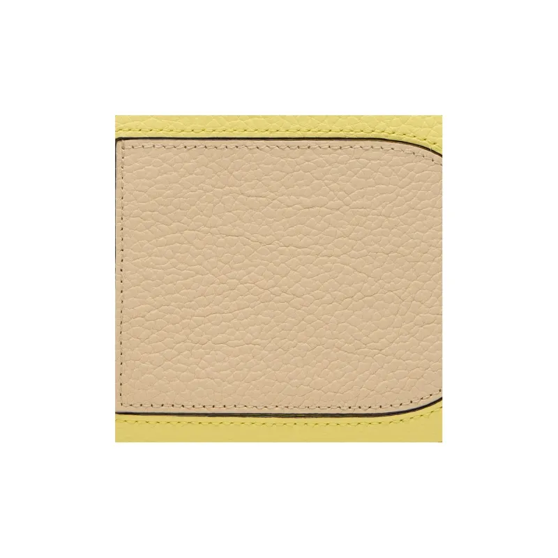 Delvau Pin Taurillon Soft Grain Leather Coin Purse Women's Yellow/Khaki-3