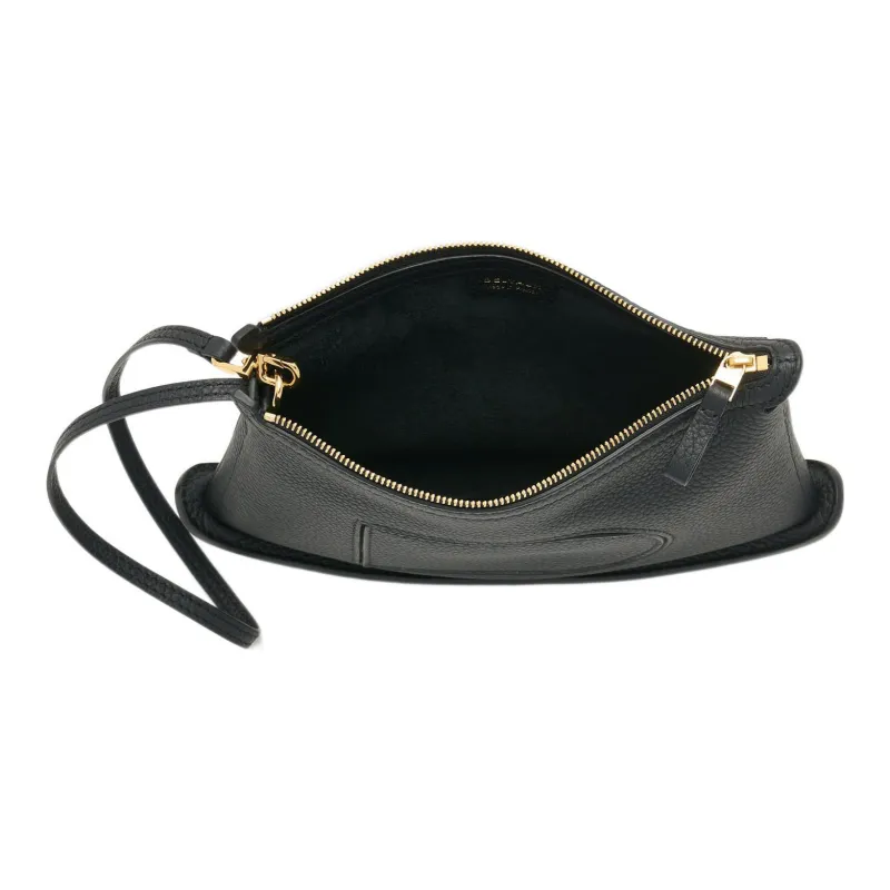 Delvau Soft Grained Leather Clutch Women's Black-3