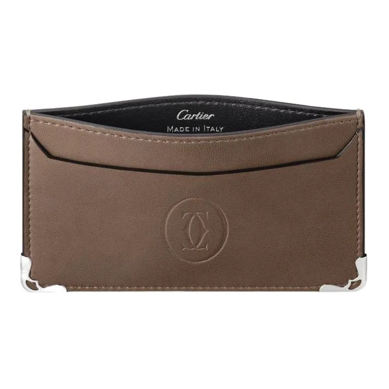 CARTIER Must De Cartier Leather Card Holder Men's Taupe-2