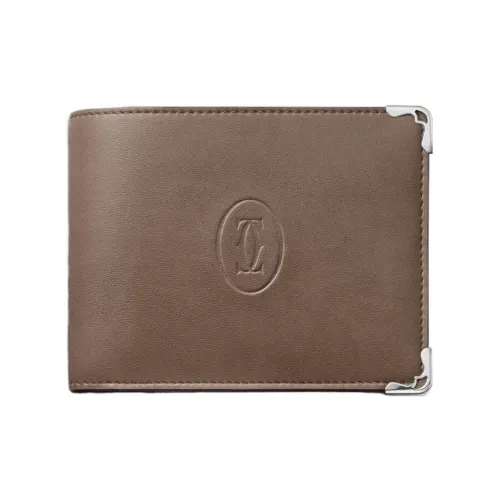 CARTIER Must De Cartier Cow Leather Wallet Men's Taupe