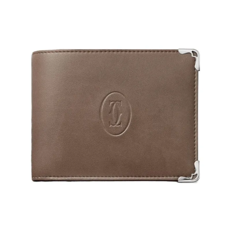 CARTIER Must De Cartier Cow Leather Wallet Men's Taupe-0