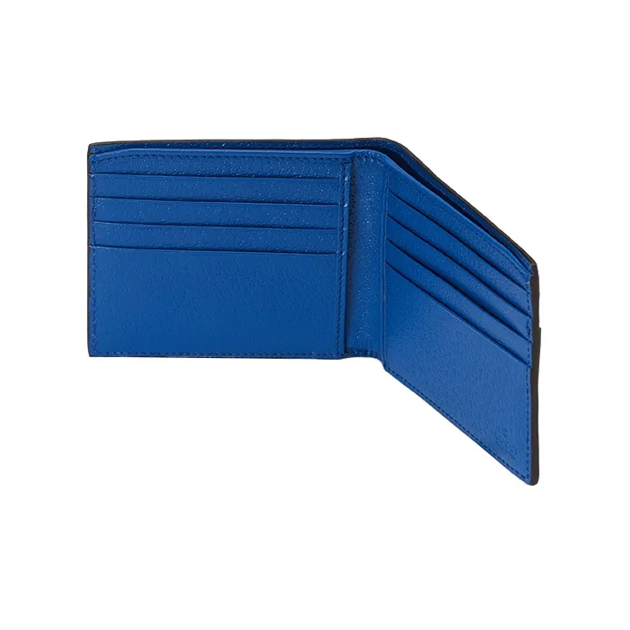 GUCCI Canvas With Leather Wallet Men's Blue/Ebony-4