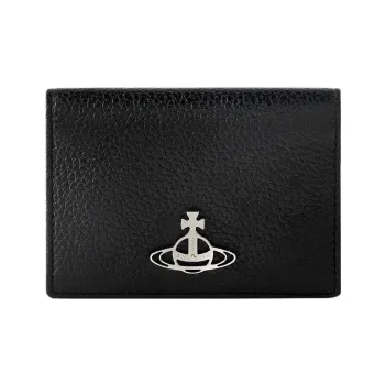 Vivienne Westwood Calfskin Grain Leather Card Holder Women's Black
