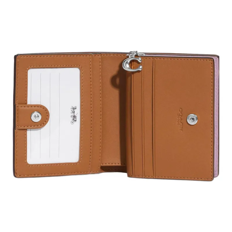 COACH Snap Wallet Pebbled Leather Wallet Women's Purple-1