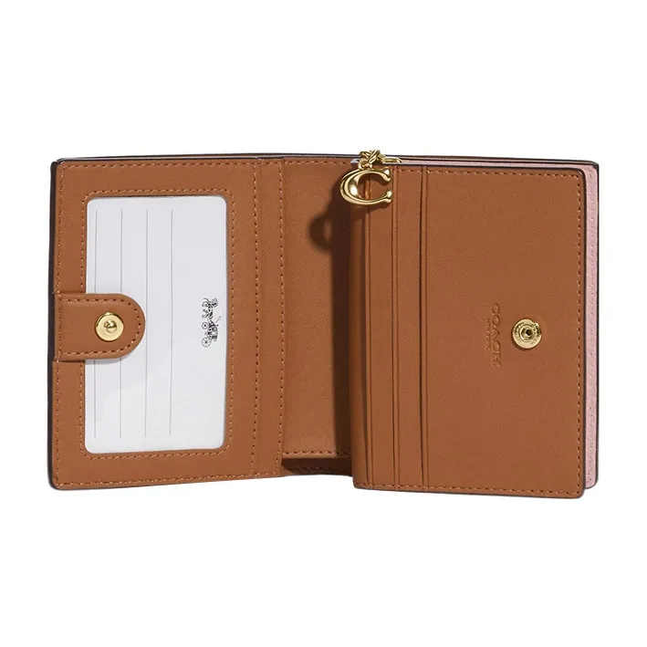 COACH Snap Wallet Pebbled Leather Wallet Women's Pink-1