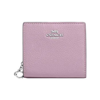COACH Snap Wallet Pebbled Leather Wallet Women's Purple