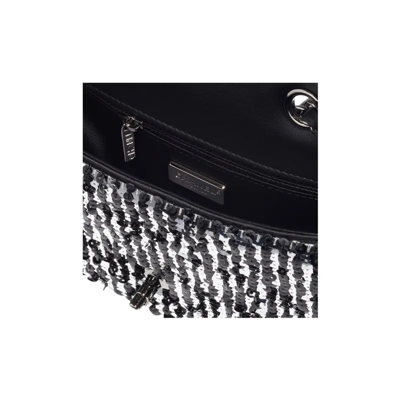CHANEL Sequins Flap Bag, Crossbody Bag, Shoulder Bag Women's Black & Silver-2