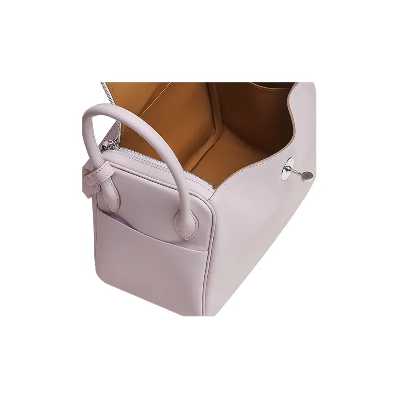 HERMES Lindy Swift Calfskin Handbag Shoulder Bag Women's Light Purple/Gold Brown-4