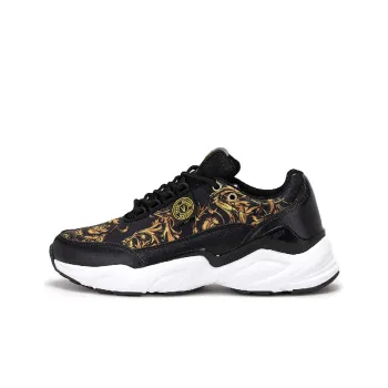 VERSACE JEANS Couture Versace Low Top Sports Casual Shoes Women's Black Yellow