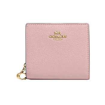 COACH Snap Wallet Pebbled Leather Wallet Women's Pink