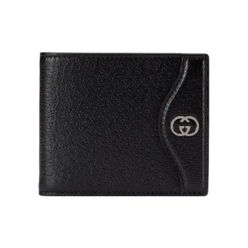 GUCCI Leather Card Holder, Wallet Men's Black