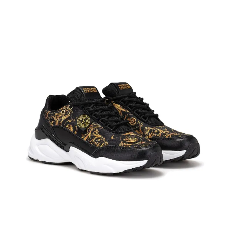 VERSACE JEANS Couture Versace Low Top Sports Casual Shoes Women's Black Yellow-2