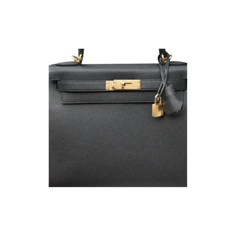 HERMES Kelly Epsom Leather Handbag Regular Women's Noir Black-5