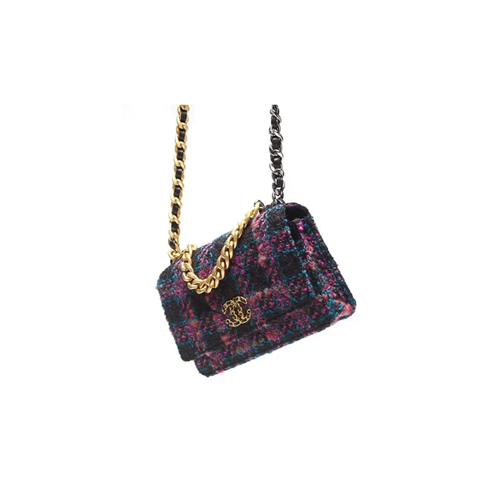 CHANEL Wool Tweed Shoulder Bag, Crossbody Bag, Wallet Women's Black & Purple & Green & Red-2