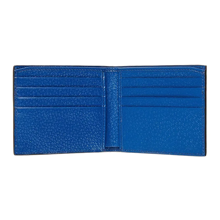 GUCCI Canvas With Leather Wallet Men's Blue/Ebony-3