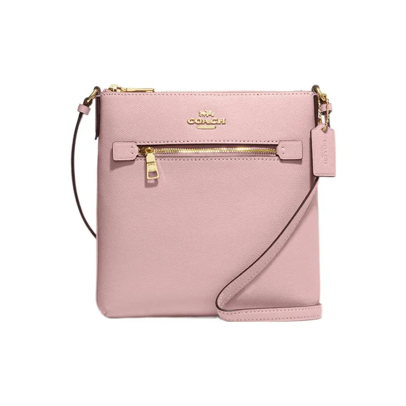 COACH File Cross Grain Leather Document Bag, Shoulder Bag, Crossbody Bag Medium Size Women's Pink-0