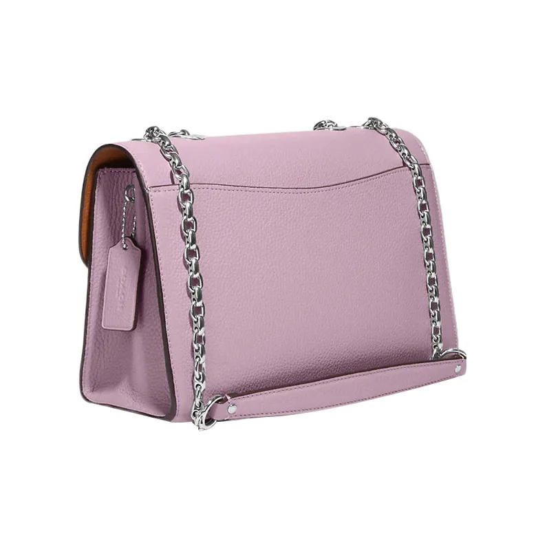 COACH Lane Coated Canvas With Pebbled Leather Portable Crossbody Bag Shoulder Bag Women's Khaki Monogram & Pink-1