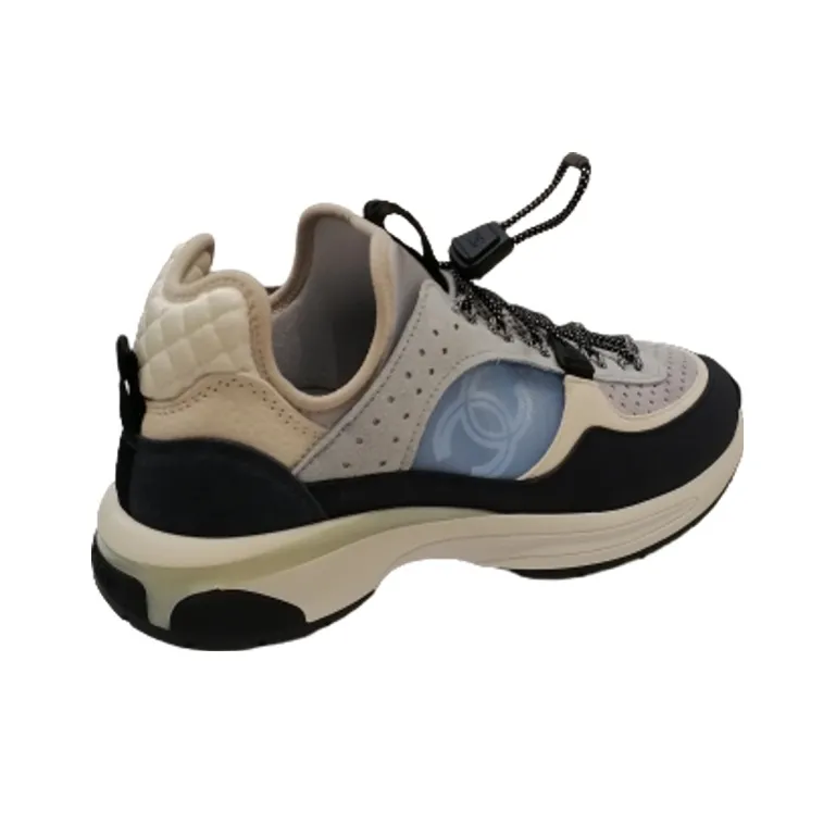 CHANEL Low Top Casual Shoes Women's White Blue Black-3