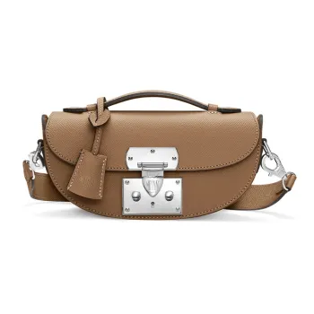 Moynat Carat Calfskin Saddle Bag Crossbody Shoulder Bag Women's Tan