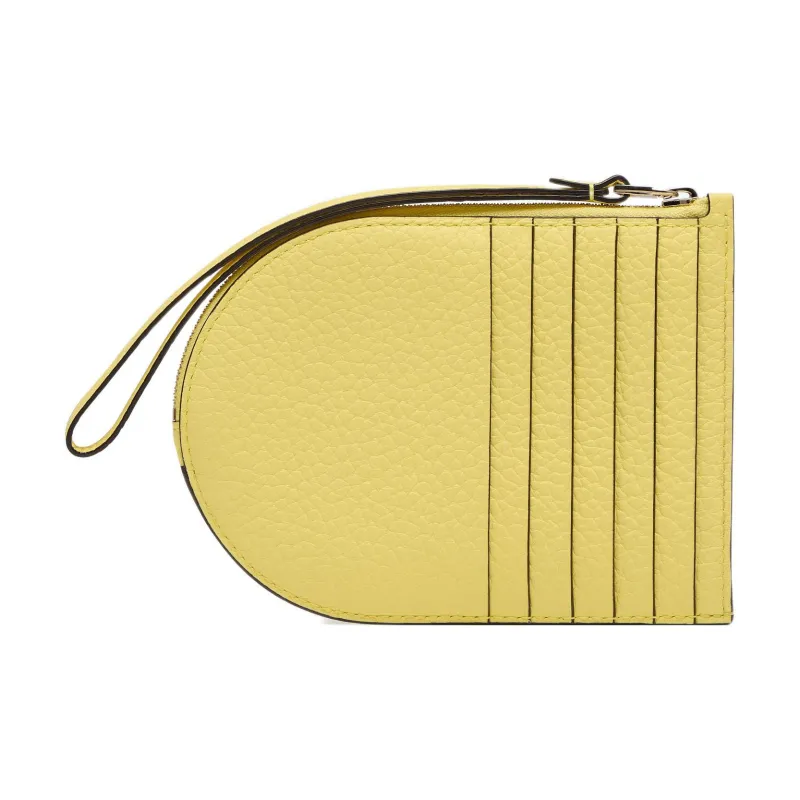 Delvau Pin Taurillon Soft Grain Leather Coin Purse Women's Yellow/Khaki-2