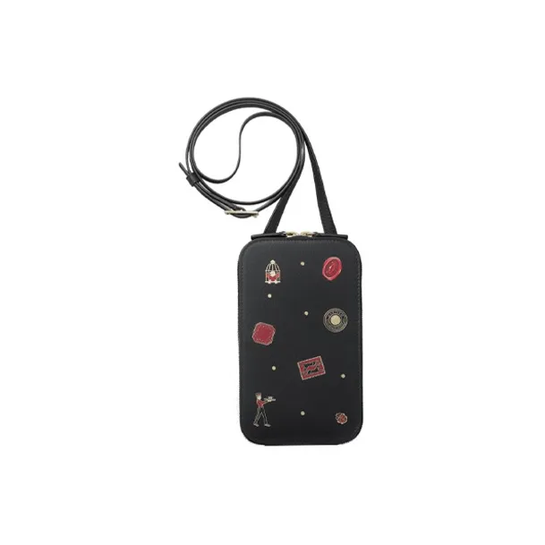 CARTIER Calfskin Cell Phone Pouch Women's Black-0
