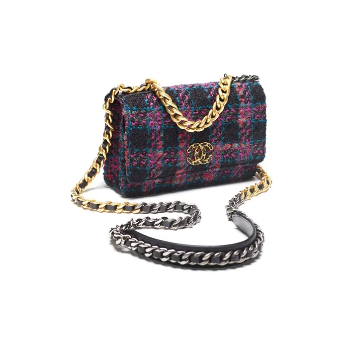 CHANEL Wool Tweed Shoulder Bag, Crossbody Bag, Wallet Women's Black & Purple & Green & Red-1