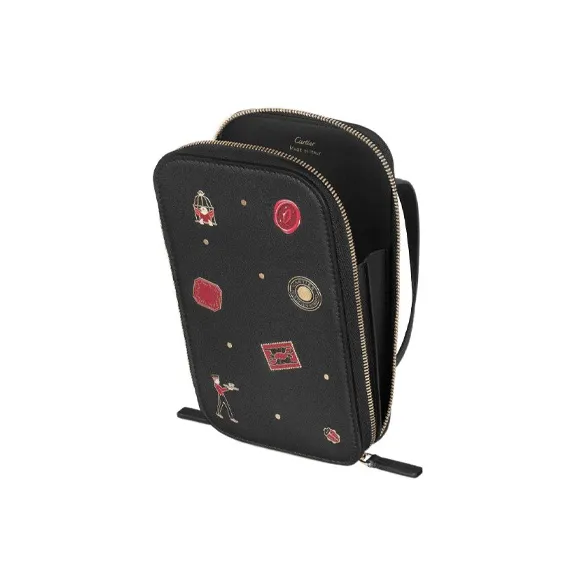 CARTIER Calfskin Cell Phone Pouch Women's Black-2