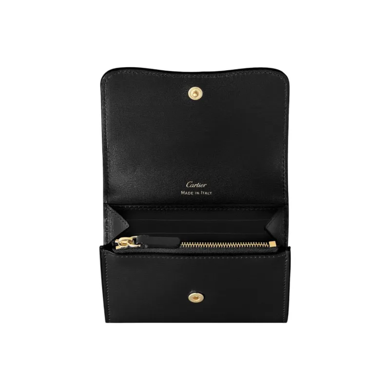 CARTIER Panthère De Cartier Calfskin Wallet Mini Women's Black-2
