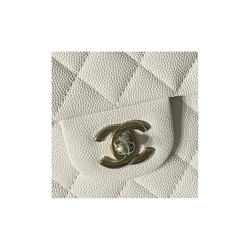 CHANEL Classic Flap CF Grain Embossed Cow Leather Flap Bag, Shoulder Bag, Crossbody Bag Women's White-2
