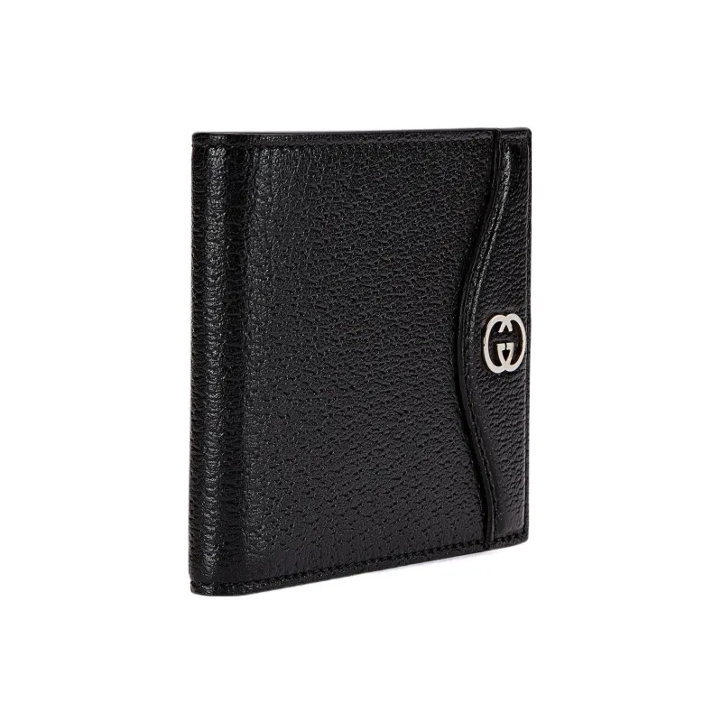 GUCCI Leather Card Holder, Wallet Men's Black-1
