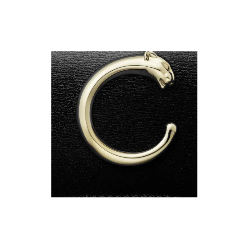 CARTIER Panthère De Cartier Calfskin Wallet Mini Women's Black-4