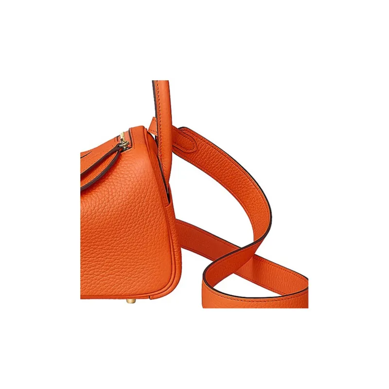 HERMES Lindy Taurillon Clemence Leather Handbags Shoulder Bag Crossbody Bag Mini Women's 9J Feu Flame Orange-1