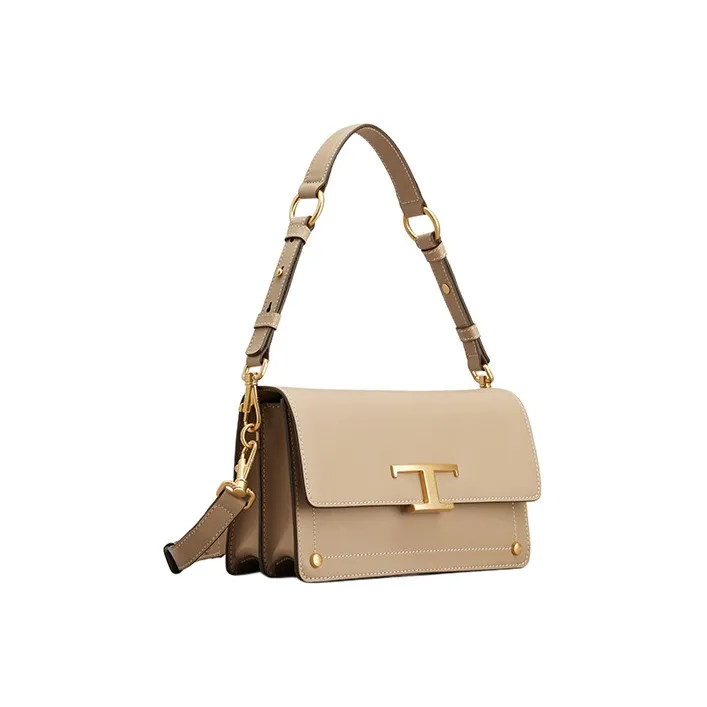 TOD'S Cow Leather Portable Crossbody Bag, Shoulder Bag Women's Beige Yellow-1