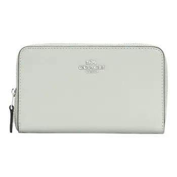 COACH Id Zip Wallet Pebbled Leather Wallet Women's Sage Green