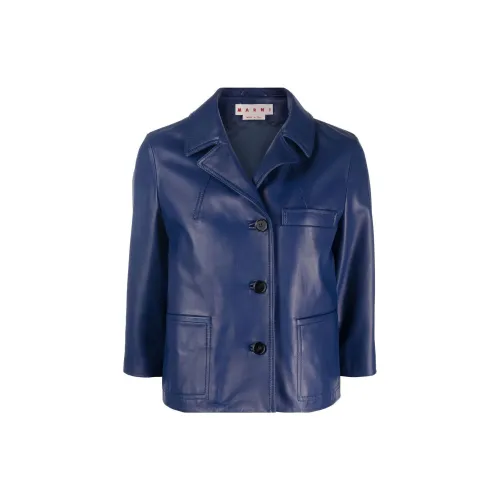 MARNI Leather Jackets Women's Blue