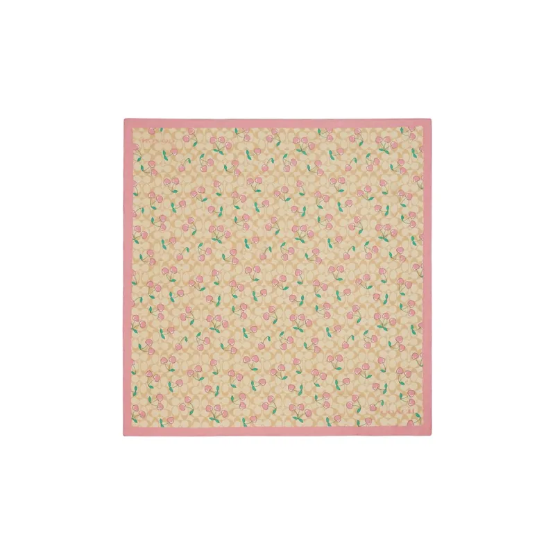COACH Silk Scarves Women's Khaki/Pink-0