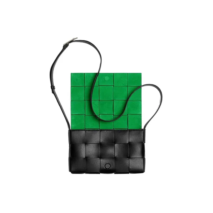 Bottega Veneta Cassette Intreccio Crossbody Bag Black/Parakeet-3