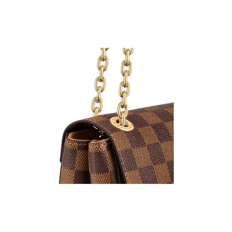 LOUIS VUITTON Vavin Coated Canvas With Grainy Calfskin Chain Bag Shoulder Bag Crossbody Bag Small Size Women's Brown-4