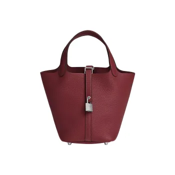 HERMES Picotin Lock Clemence Bullock Leather Basket Bag Handbag 18 Women's 55 Rouge H Hermès Red