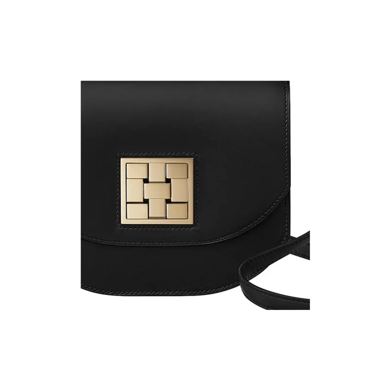 HERMES Mosaique Monsieur Calfskin Shoulder Bag Crossbody Bag Mini Women's Noir Black-3