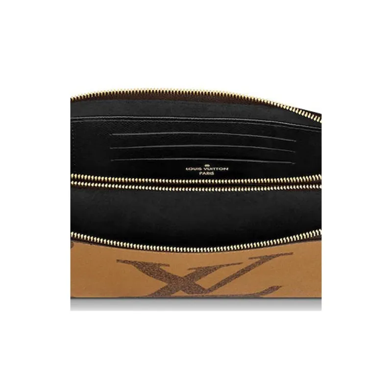 LOUIS VUITTON Pochette Double Zip Monogram Giant Reverse Brown-4