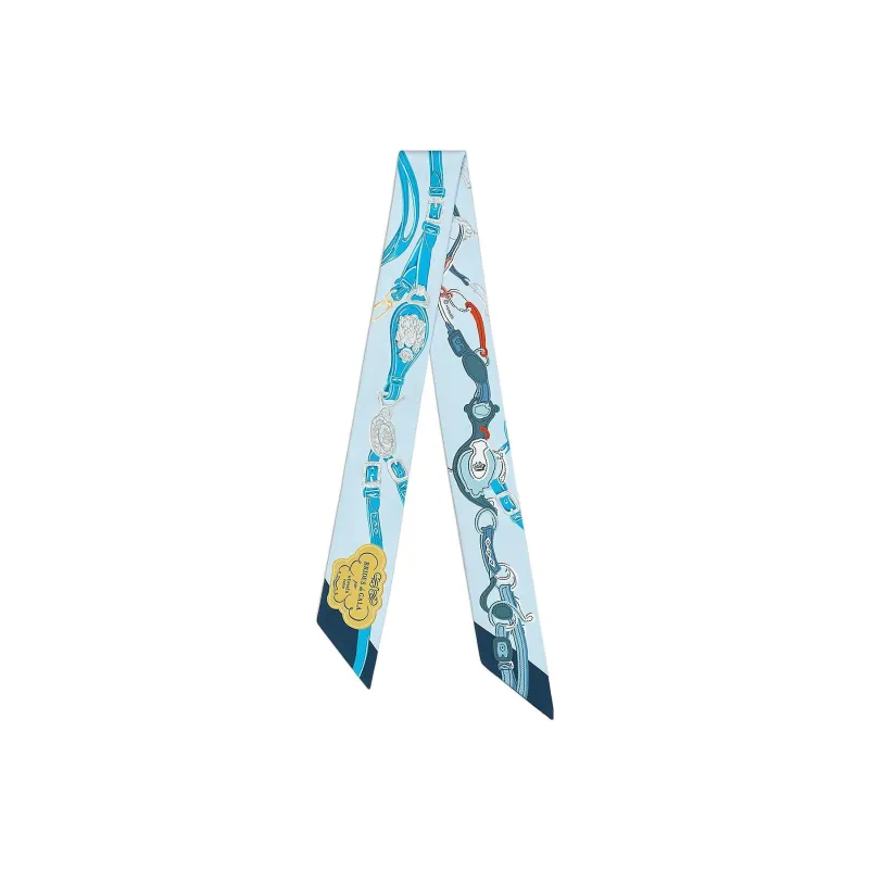 HERMES Silk Scarves Women's Sky Blue-0