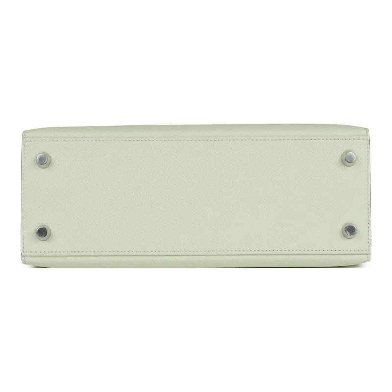 HERMES Kelly Epsom Leather Kelly Bag, Shoulder Bag, Handbag Regular Women's 0S Vert Fizz Bubble Green-4